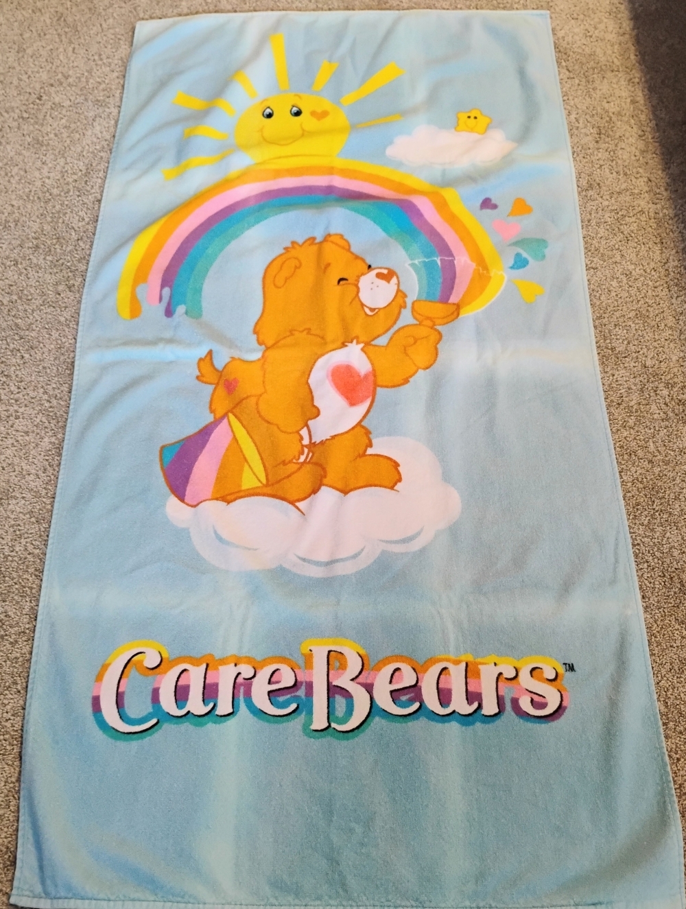 2003 Tender Heart Care Bears Beach Towel - 100% Cotton Flaw